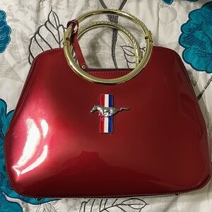 Allure Mustang Candy Apple Red Leather Tote bag (NEVER BEEN USED)